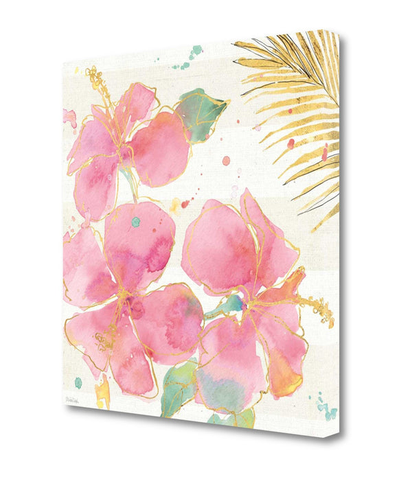 Watercolor Hibiscus Flowers 5 Giclee Wrap Canvas Wall Art