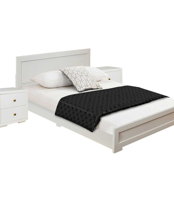 Moma White Wood Platform King Bed With Two Nightstands