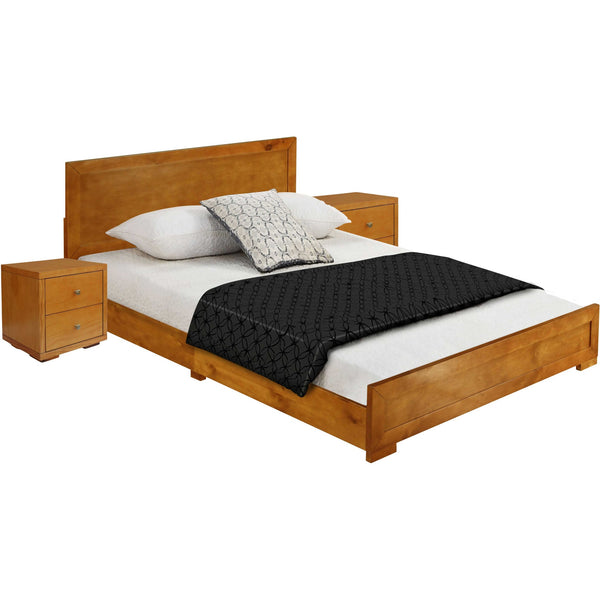 Moma Oak Wood Platform Queen Bed With Two Nightstands