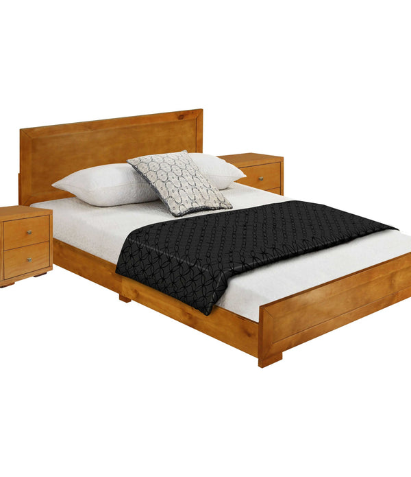 Moma Oak Wood Platform Queen Bed With Two Nightstands