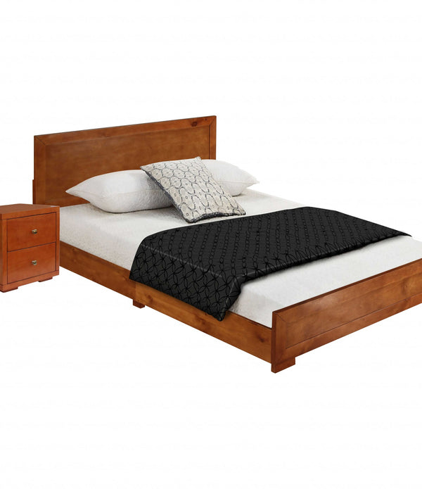 Moma Cherry Wood Platform Twin Bed With Nightstand