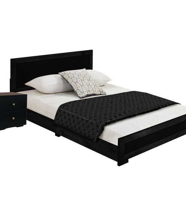 Moma Black Wood Platform Full Bed With Nightstand