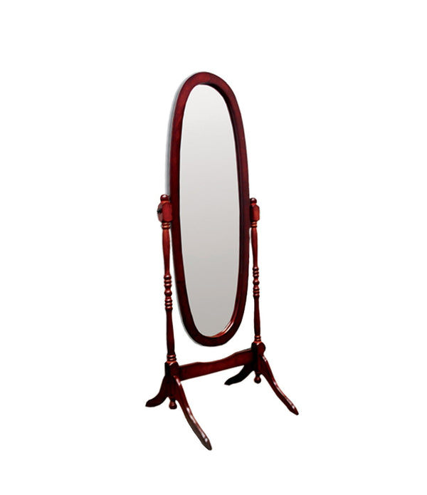 Classic Cherry Finish Cheval Standing Oval Mirror