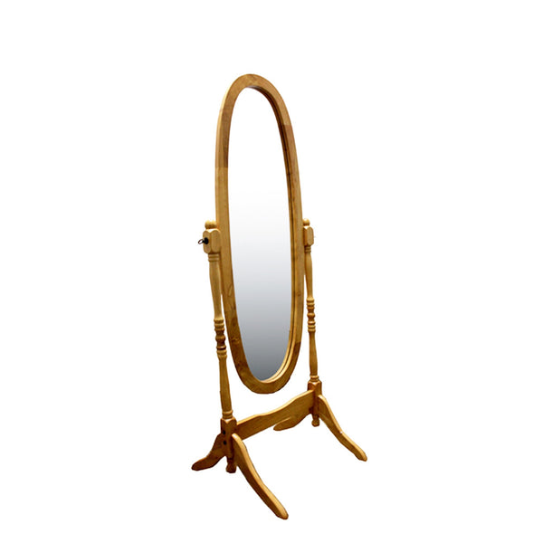 Classic Natural Finish Cheval Standing Oval Mirror