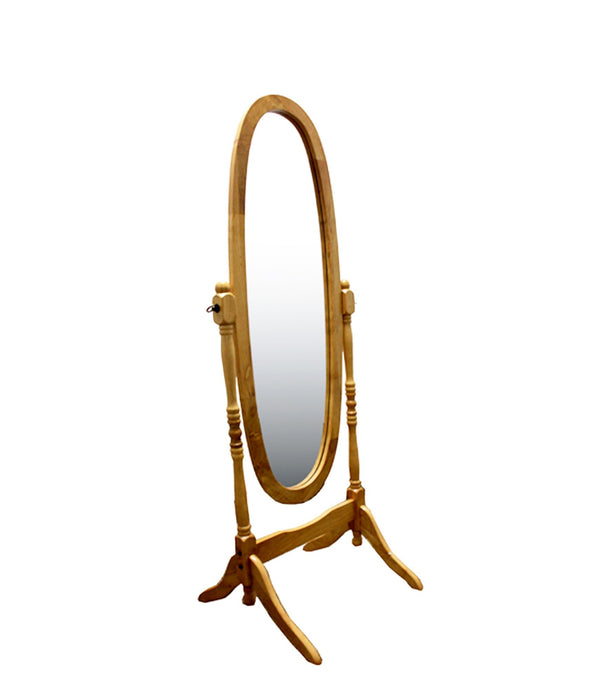 Classic Natural Finish Cheval Standing Oval Mirror