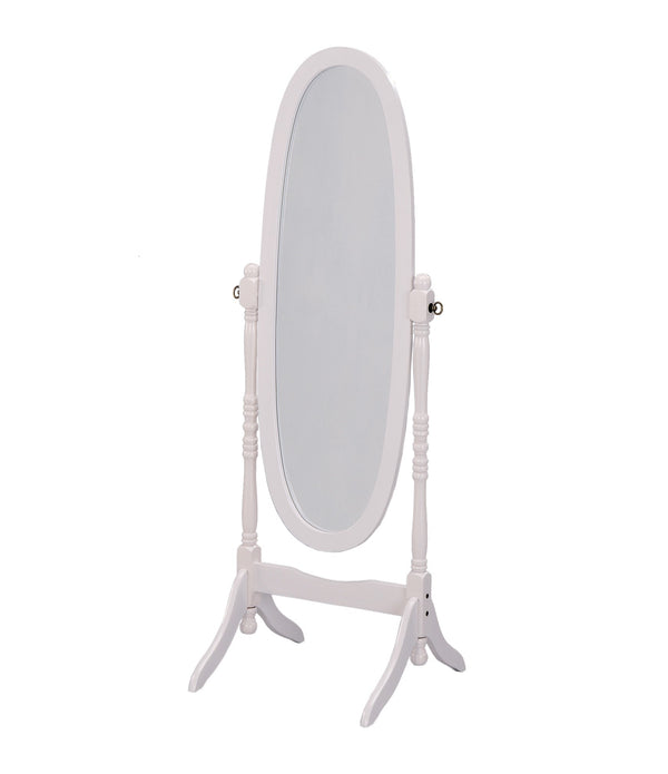 Classic White Finish Cheval Standing Oval Mirror