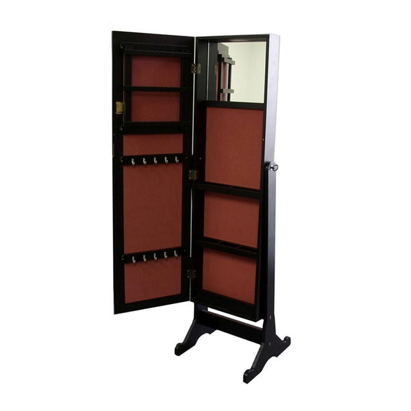 Universal Brown Standing Mirror with Jewelry Storage