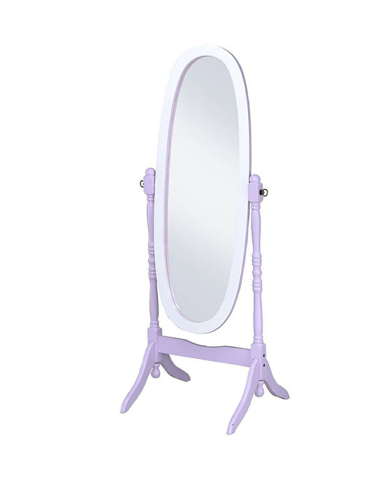 Pretty Pastel Purple and White Cheval Standing Oval Mirror