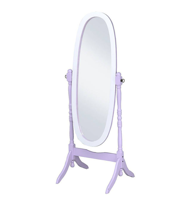 Pretty Pastel Purple and White Cheval Standing Oval Mirror