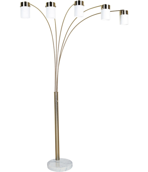 Five Light Gold Metal Floor Lamp