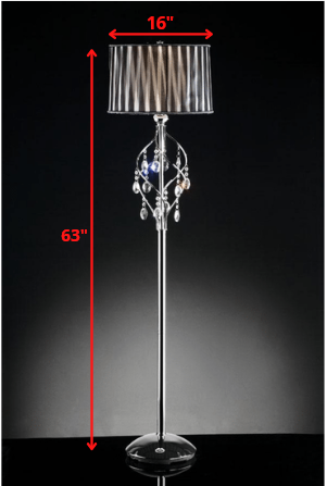 Sleek Silver Black and White Floor Lamp with Crystal Accents