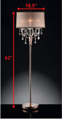 Silver and Pink Faux Crystal Chandelier Floor Lamp