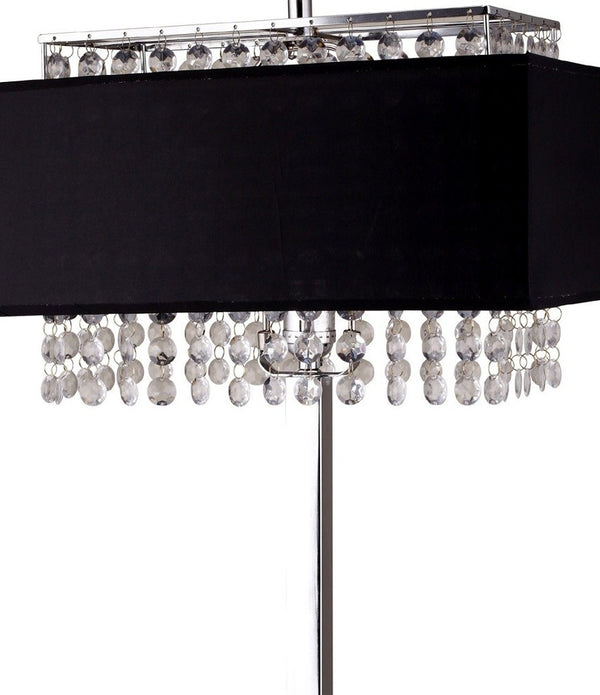 Bling Glam Black and Faux Crystal Rectangular Table Lamp