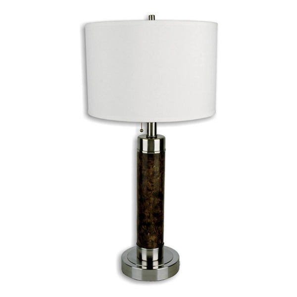 Silver Metal and Wooden Table Lamp