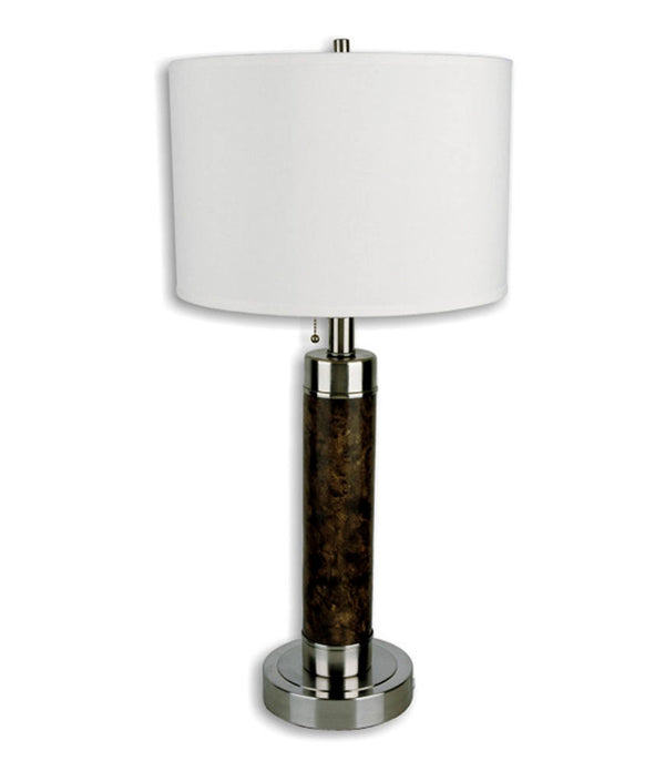 Silver Metal and Wooden Table Lamp