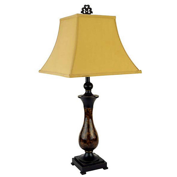 Brown and Gold Table Lamp with Gold Fabric Shade