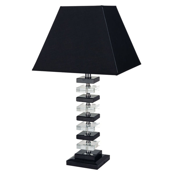 Contempo Black Metal and Crystal Blocks Table Lamp