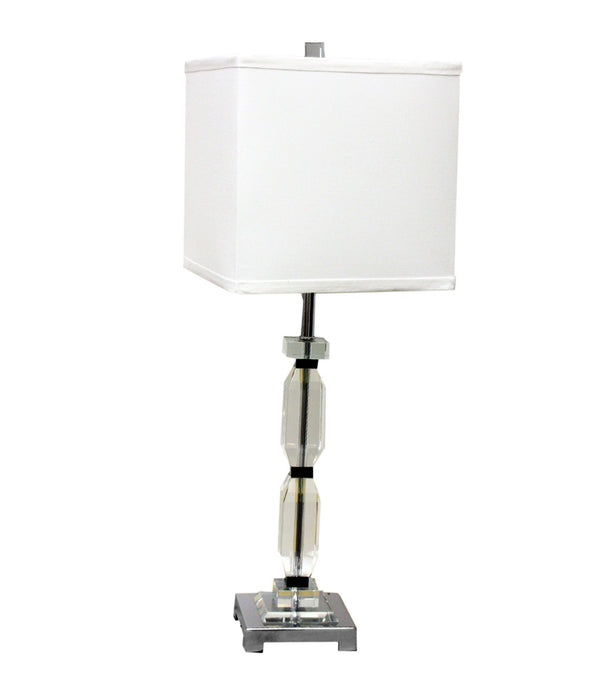 Crystal Stack Table Lamp with White Fabric Shade