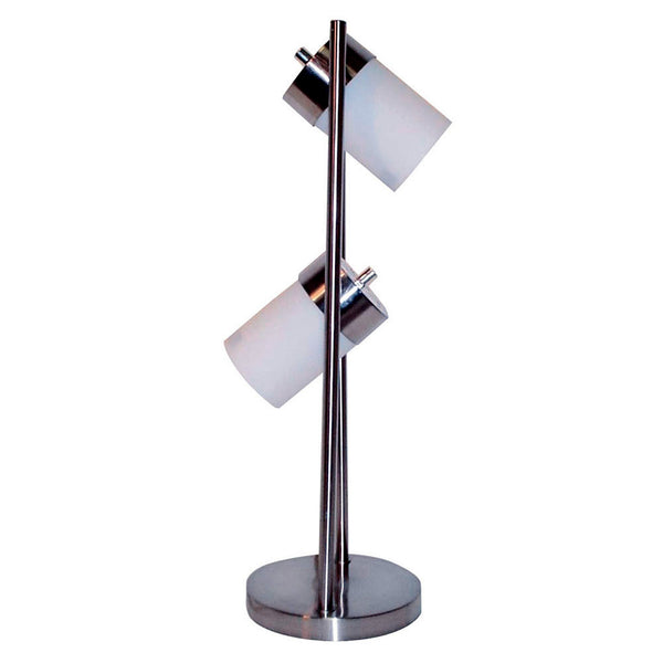 Silver Metal Adjustable Table Lamp with White Acrylic Shades