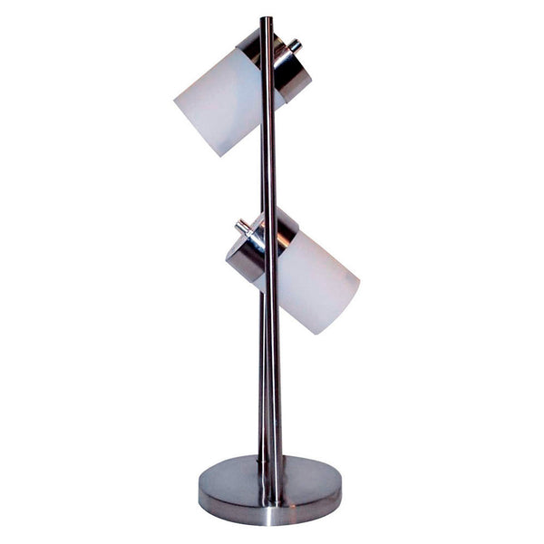 Silver Metal Adjustable Table Lamp with White Acrylic Shades