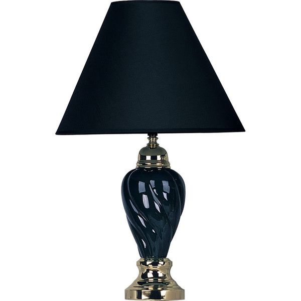 Gold and Navy Blue Table Lamp with Navy Blue Shade