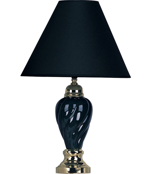 Gold and Navy Blue Table Lamp with Navy Blue Shade