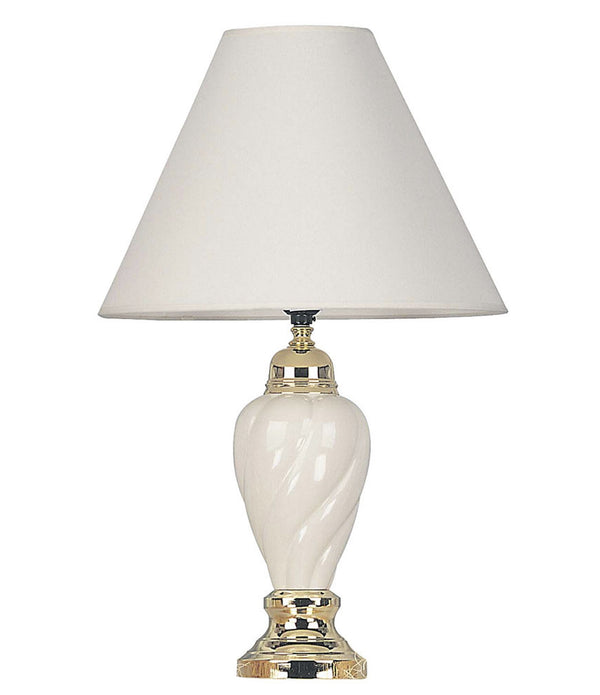 Gold and Ivory Table Lamp with White Shade