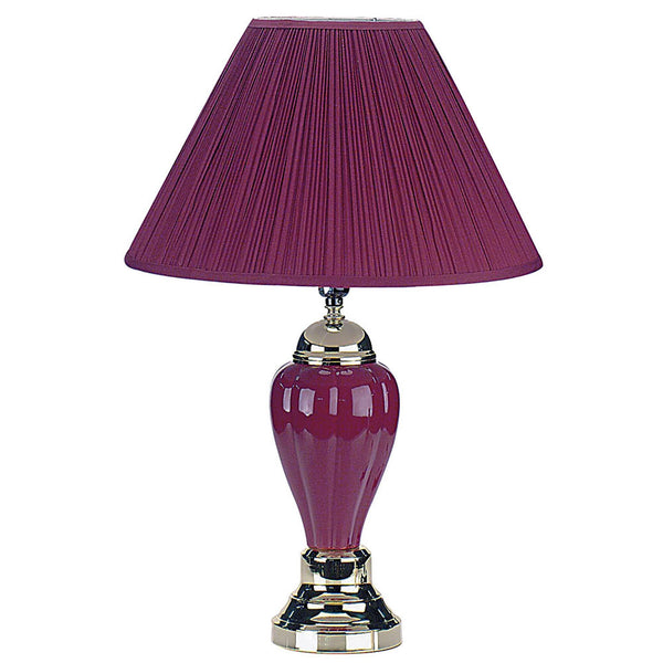 Silver and Magenta Table Lamp with Magenta Shade