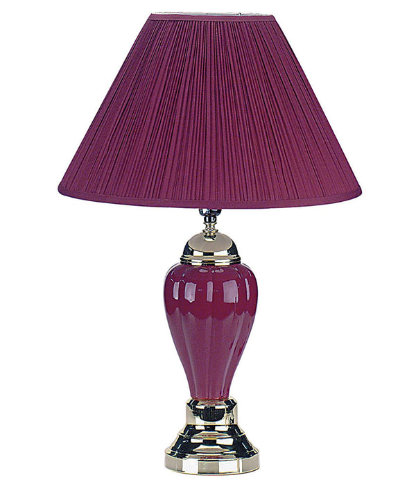 Silver and Magenta Table Lamp with Magenta Shade