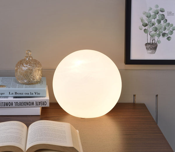 White Glass Globe Table Lamp