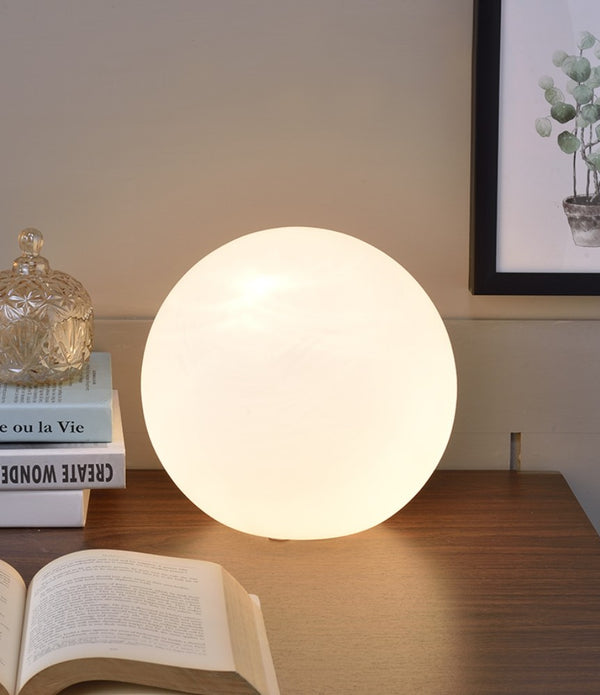 White Glass Globe Table Lamp