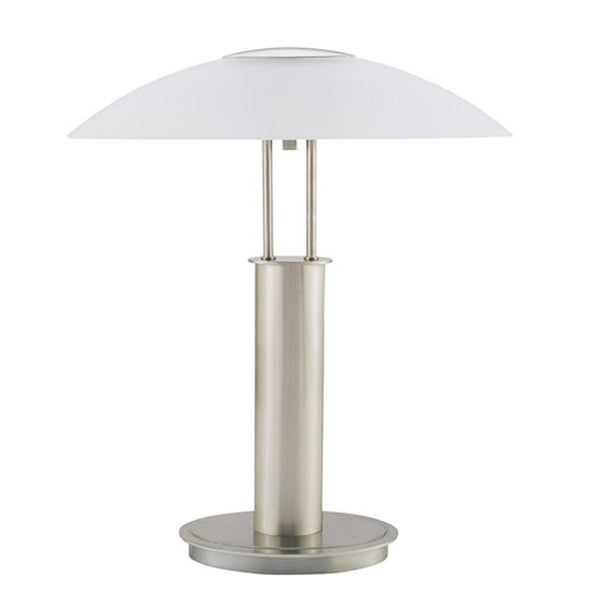 Silver Metal Table Lamp with Domed Glass Shade