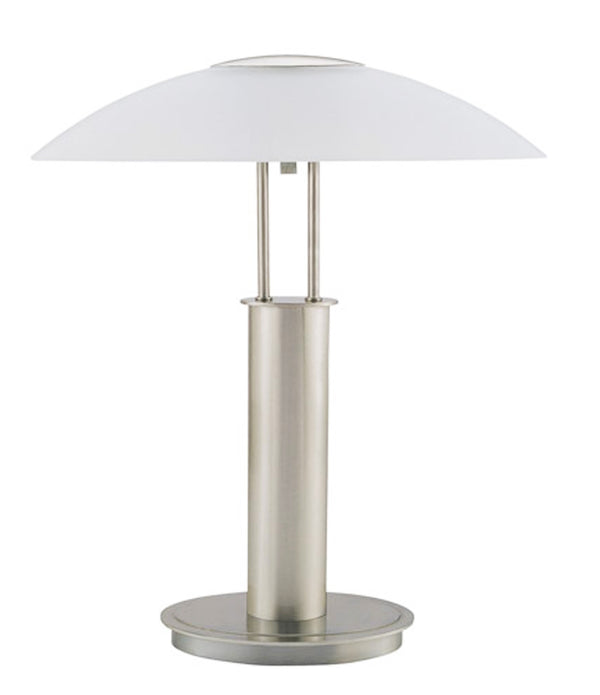 Silver Metal Table Lamp with Domed Glass Shade