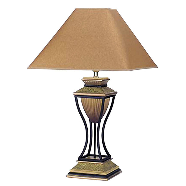 Antiqued Bronze and Black Deco Table Lamp