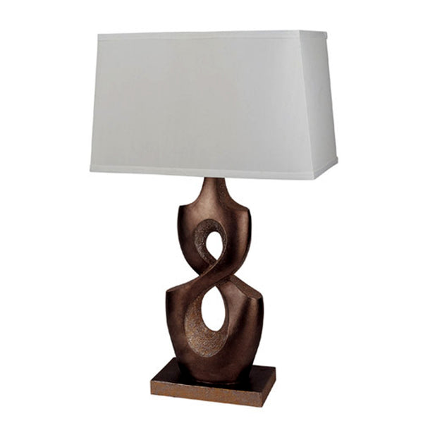 Bronze Textured Table Lamp with White Shade