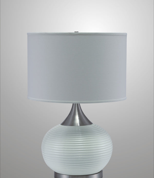 Minimalist White and Silver Table Lamp