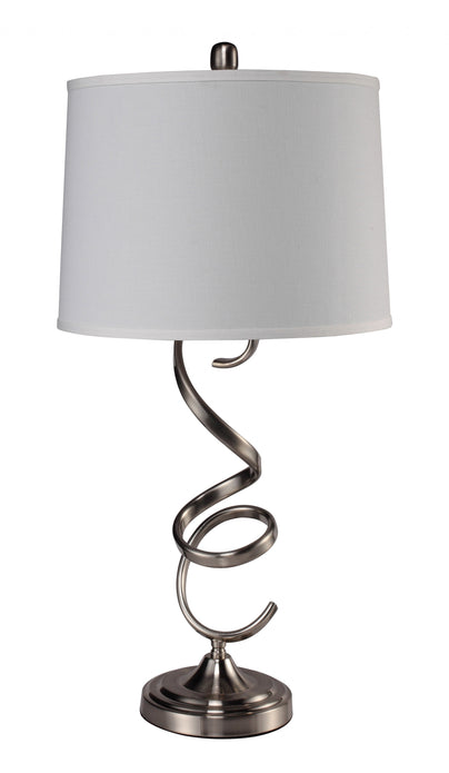 Contemporary Silver Table Lamp with White Shade