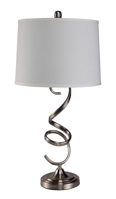 Contemporary Silver Table Lamp with White Shade