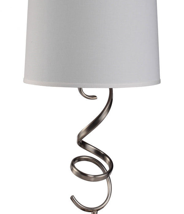 Contemporary Silver Table Lamp with White Shade