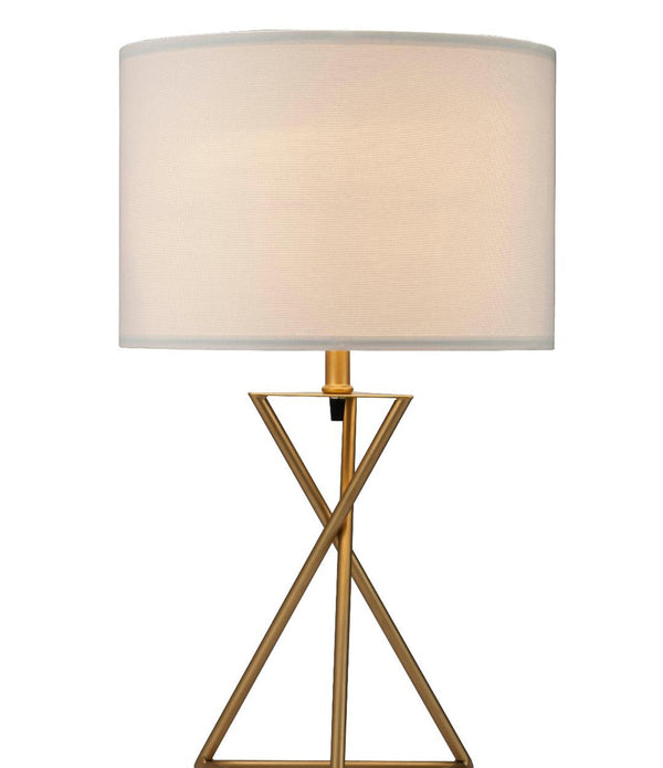 Contemporary Gold Geo Table Lamp with White Shade