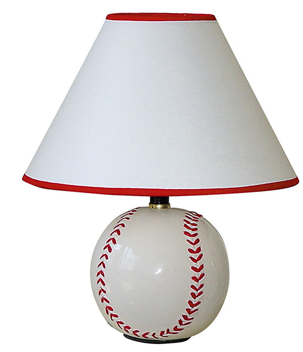 Baseball Shaped Table Lamp with White Shade