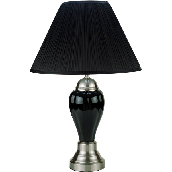 Silver and Black Table Lamp with Black Shade