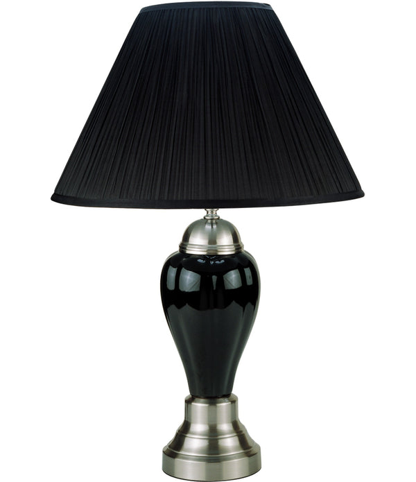 Silver and Black Table Lamp with Black Shade