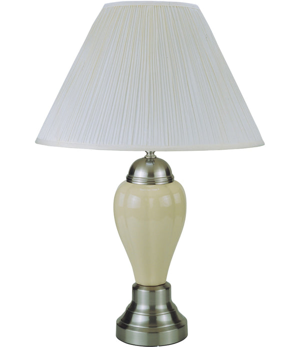 Silver and Ivory Table Lamp with White Shade