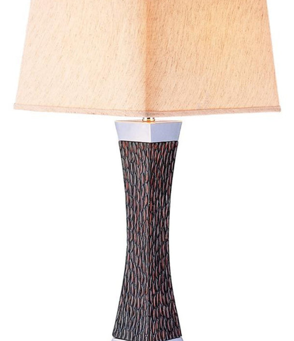 Textured Dark Brown Metal Table Lamp