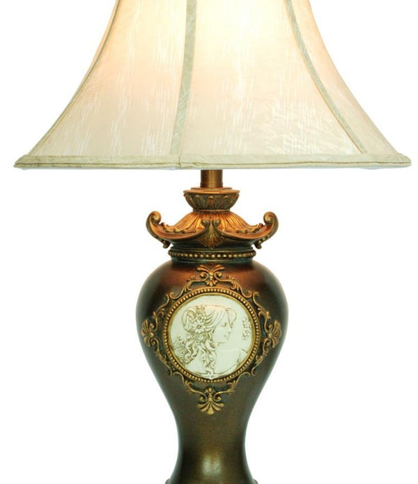 Classical Greek Style Table Lamp with Espresso Brown Finish