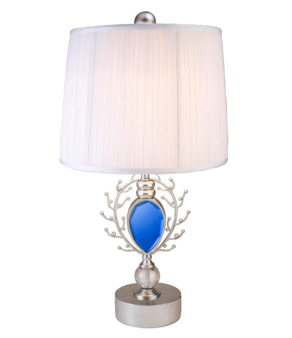 Dazzling Faux Turquoise Pendent Silver Table Lamp