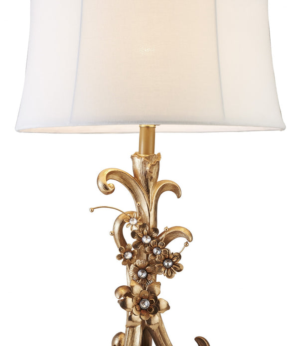 Golden Scroll and Faux Crystal Bling Table Lamp