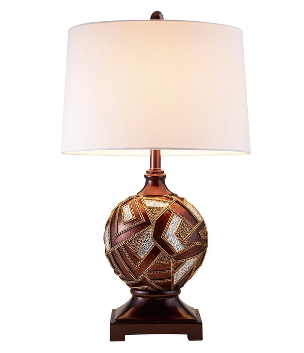 Brown Metallic Mosaic Design Table Lamp