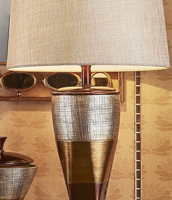 Exotic Brown and Gold Wide Stripe Table Lamp